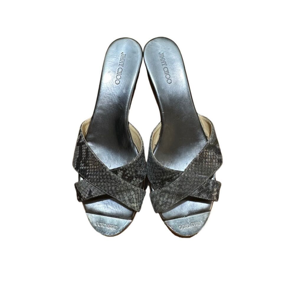 Jimmy Choo Prima Snakeskin Wedge Sandals Sz 9